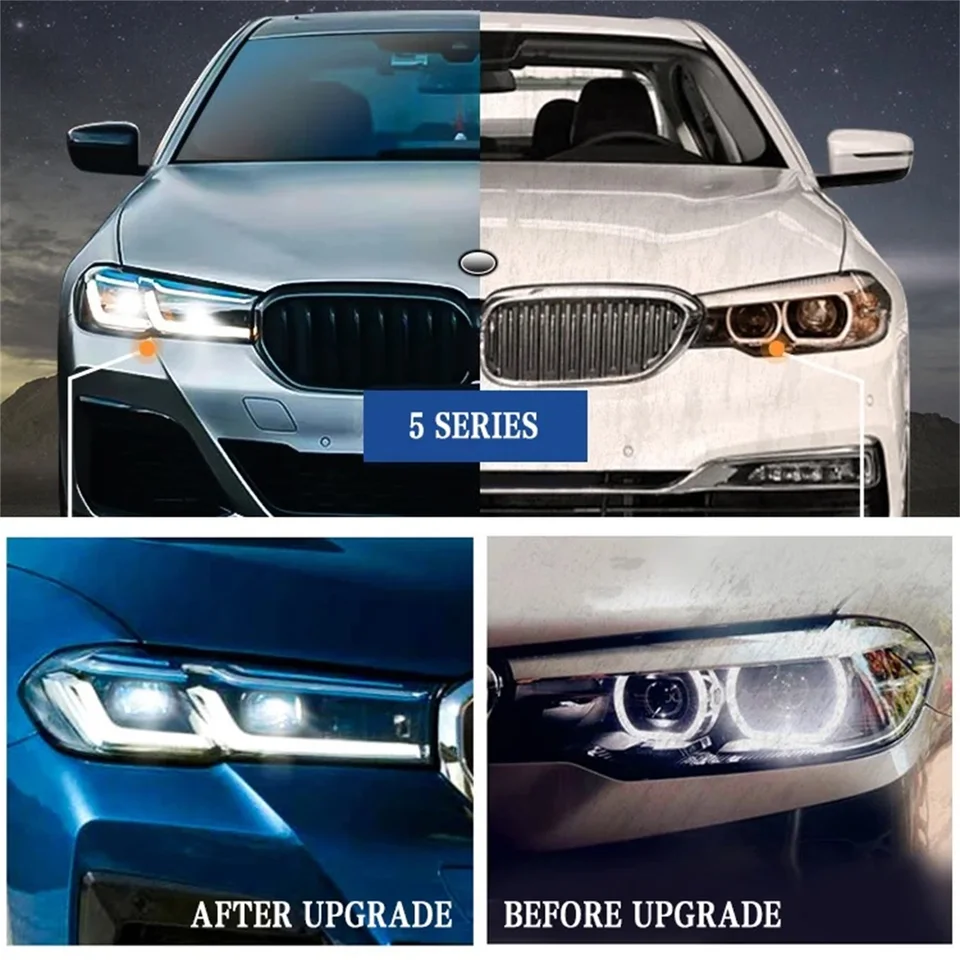  5'G30 2011-13用G30レーザーヘッドライト BMW 5シリーズg30 lci用LEDヘッドランプ,アップグレードされたプラグ