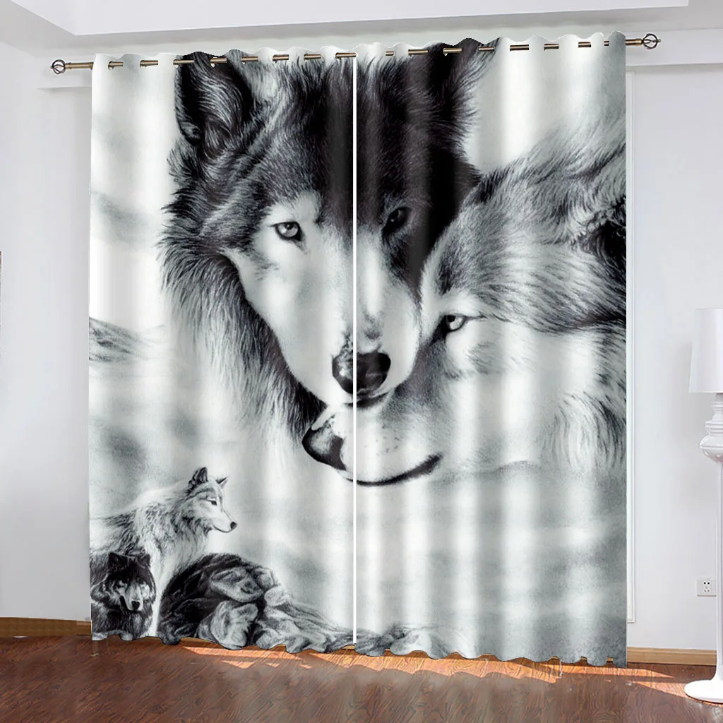 2panels tiger  Curtains Window Drape Window Curtains for Living Room Bedroom 2 Pieces Decor