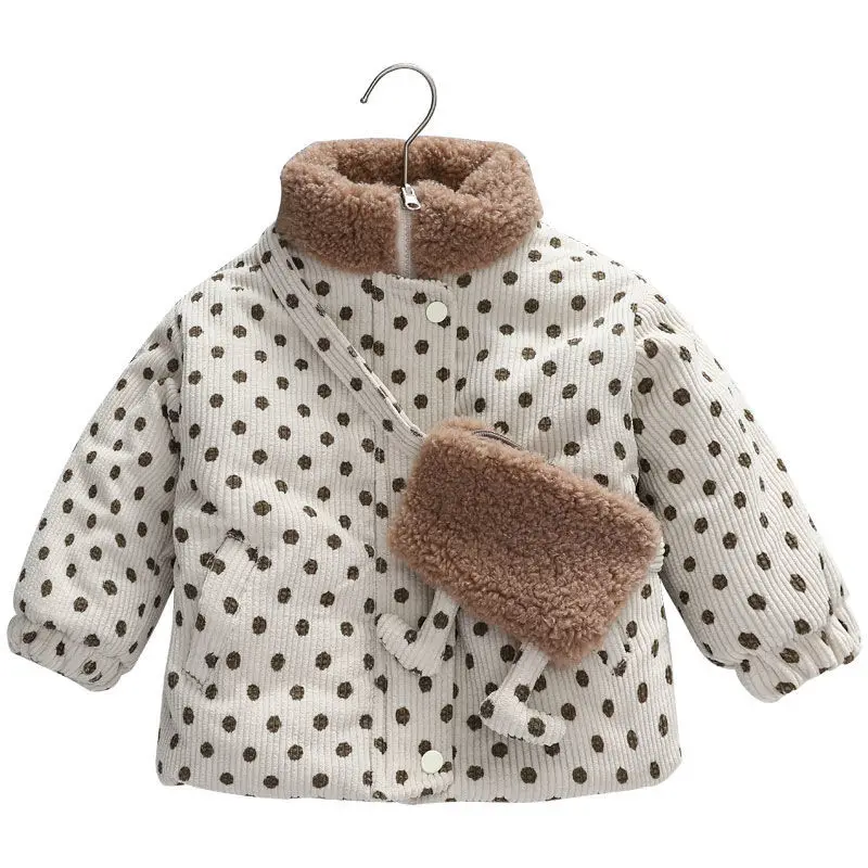 

2022 Children's New Two-sided Outer Wear Fleece Jacket Polka Dot Boys and Girls Quilted Thick Cotton Clothing Winter Clothing