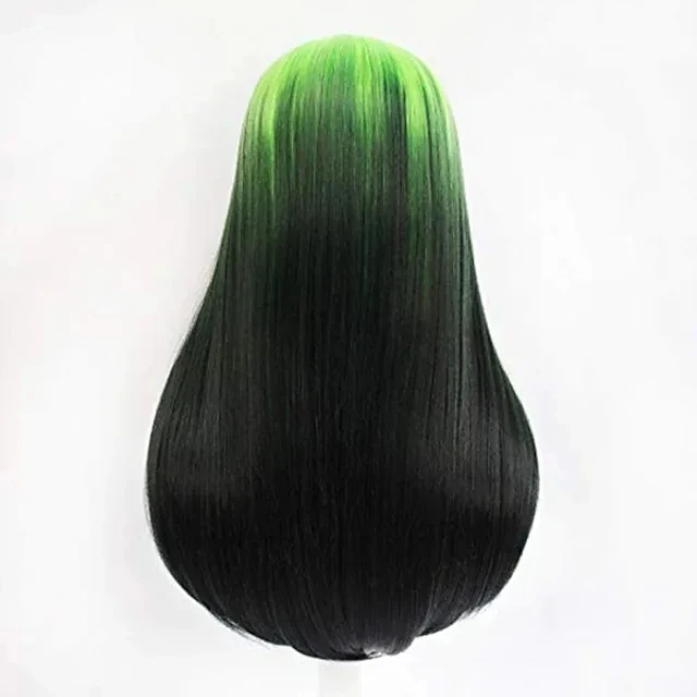 New Green And Ombre Black Green Wig Similler Women Synthetic Cosplay Wigs Anime Bad Guy Long Straight Heat Resistance Hair