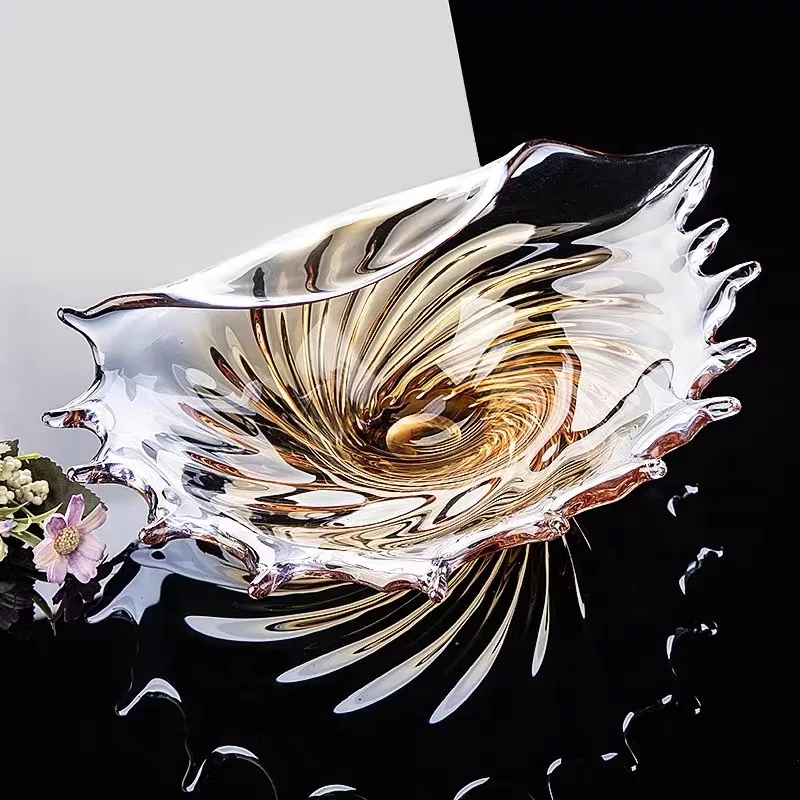 High-end light luxury art glazed fruit plate household living room coffee table candy snack plate modern simple creative fruit b
