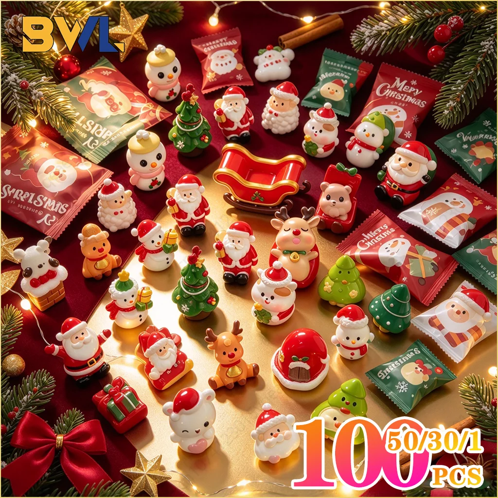 1-100Pcs Mini Christmas Santa Claus Snowman Figurines Random Design Tabletop Ornaments for Christmas Party Home Shelf Gift