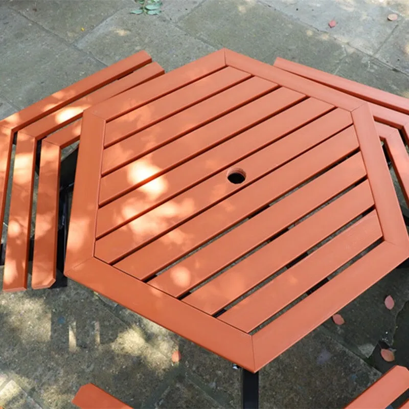 Outdoor leisure set of tables and chairs Antiseptic wood Plastic wood Modern simple park chess table and chair combination