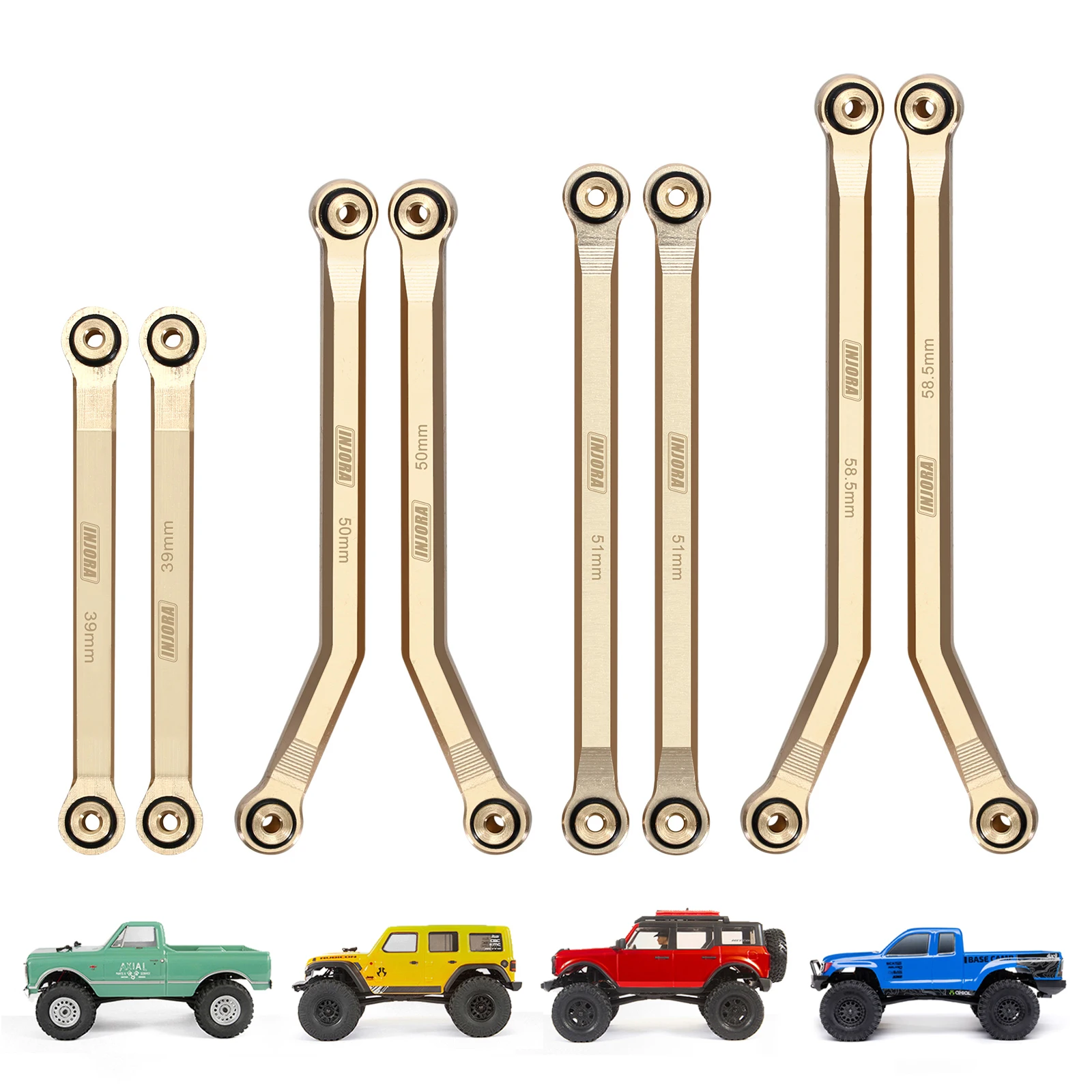 INJORA 37g Heavy Brass High Clearance Chassis 4 Links Set for 1/24 RC Crawler Car Axial SCX24 C10 JEEP JLU Ford Bronco Base Camp