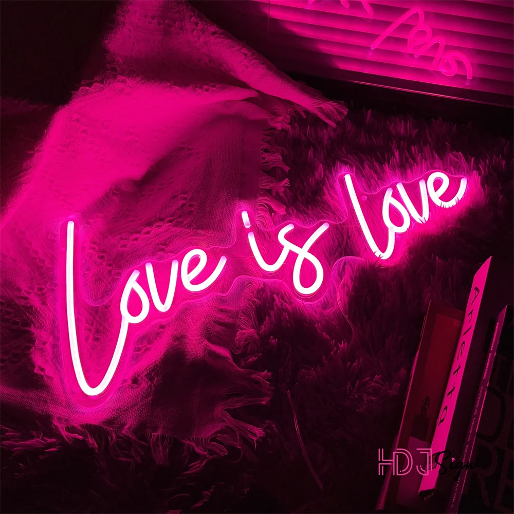 Love Is Love LED Neon Sign Pink Room Decoration Wedding Party Decor Birthday Gifts Neon Lights LED Sign USB Neon Lamp LED Lights