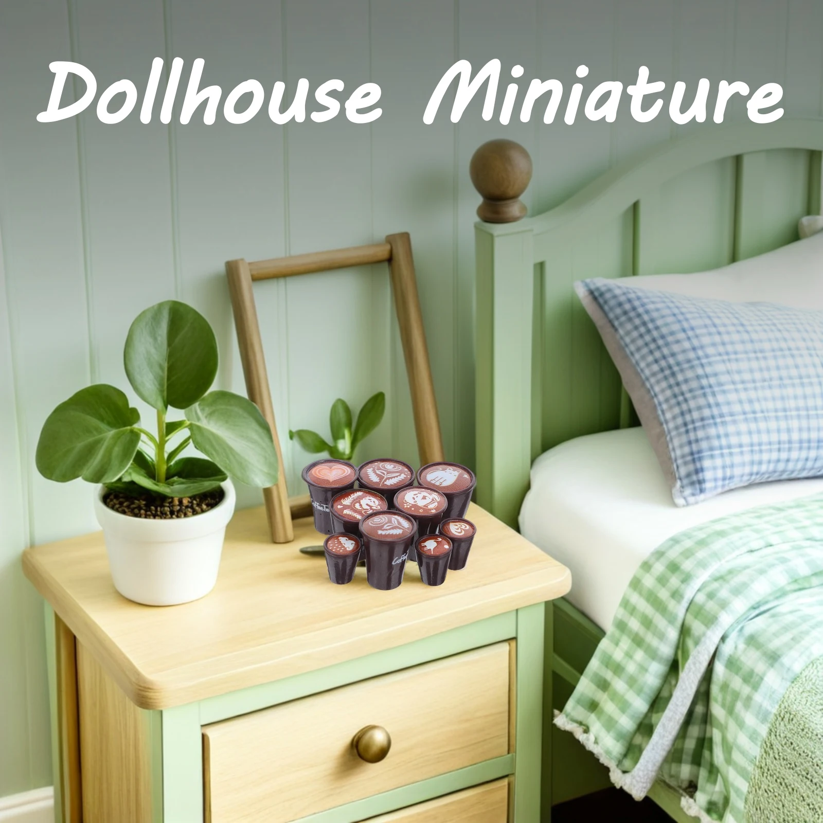 

90Pcs Mini Coffee Cups Resin Japanese Style Latte Art Mugs Dollhouse Kitchen Set Micro Landscape Accessories Mini Coffee Mug