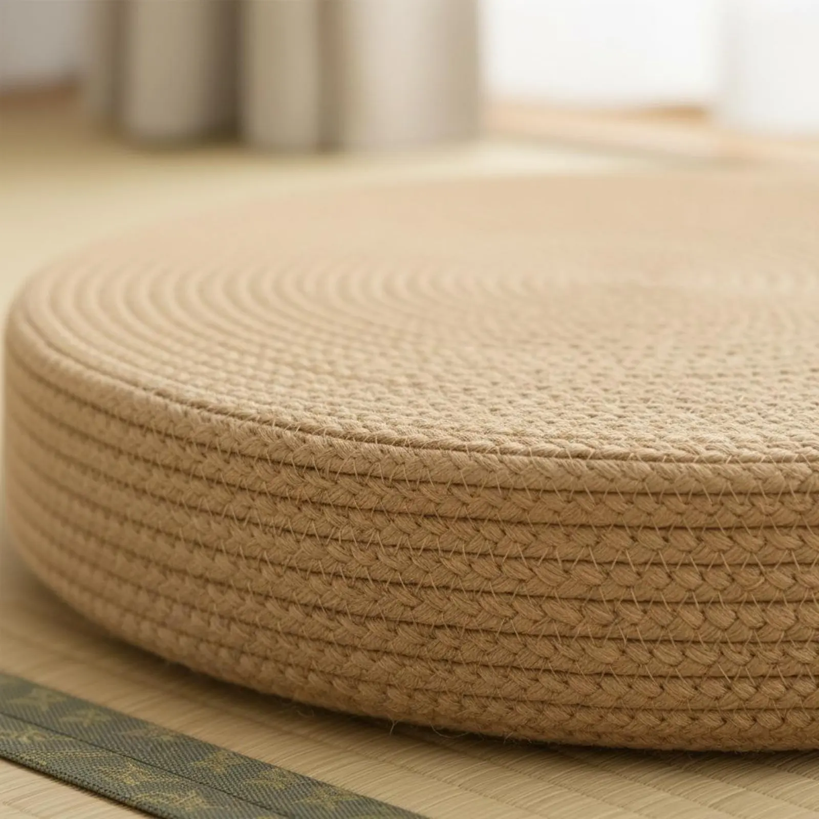 Japanese Woven Mat Pillow No Assembly Required Round Woven Floor Pillow Round Woven Floor Pillow Long-Lasting Braided Woven Mat - view 5
