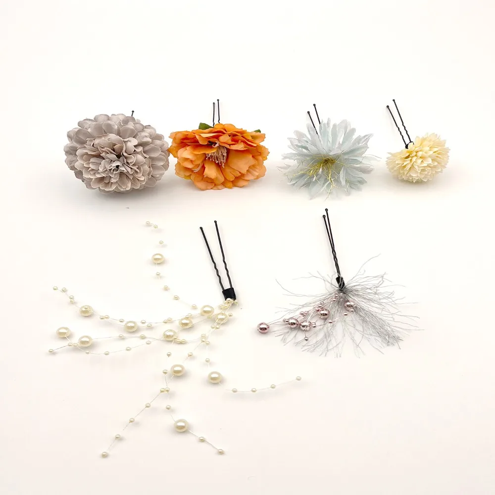 

Jewelry Japanese Hydrangea Hairpin Handmade Cloth Butterfly Hair Clip Vintage Flower Pearl Tassels Hair Stick Kimono Accessory