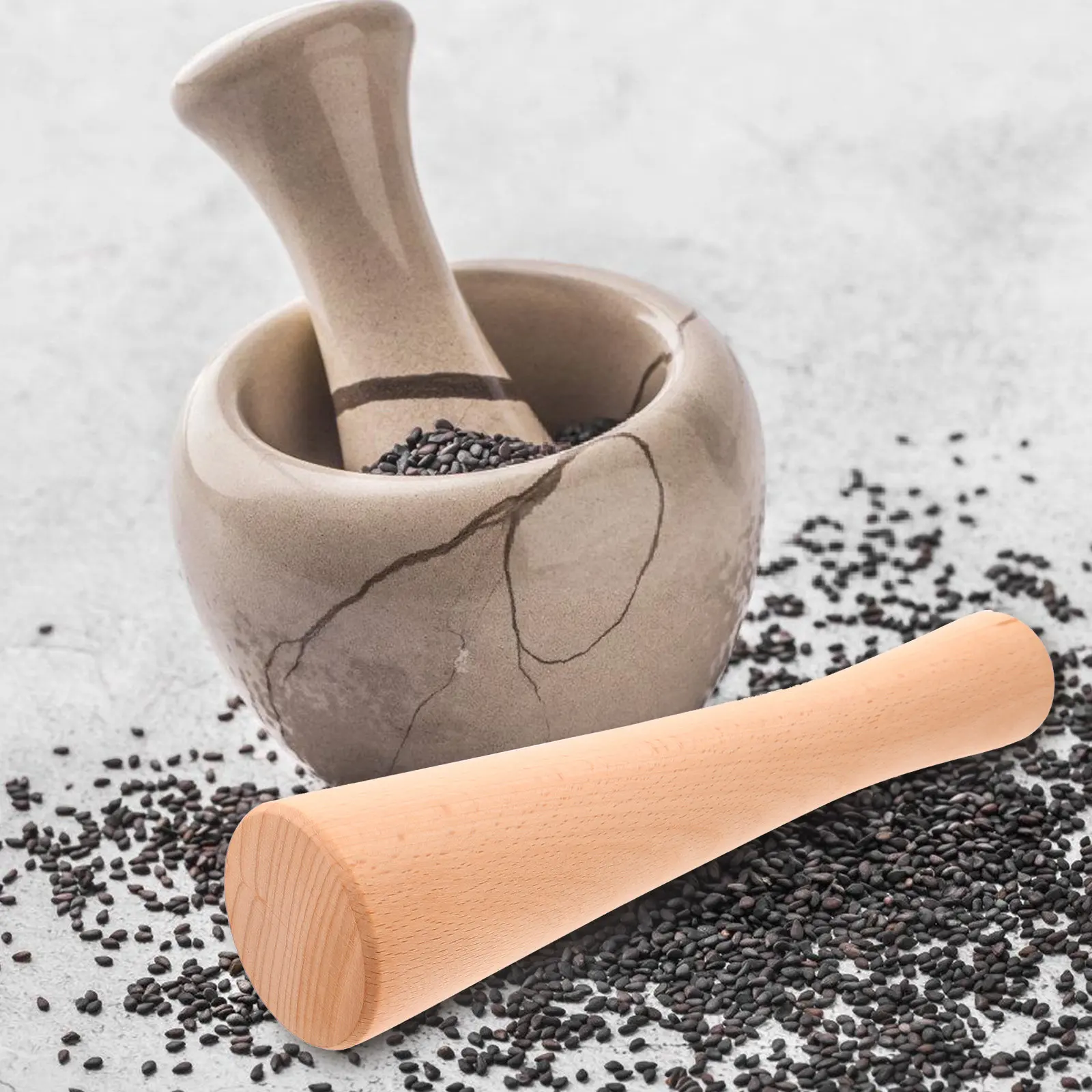 Pilón de madera para fermentación, triturador de repollo, machacador de verduras, cabezal de molienda denso, fácil de limpiar, agarre cómodo, utensilio de cocina