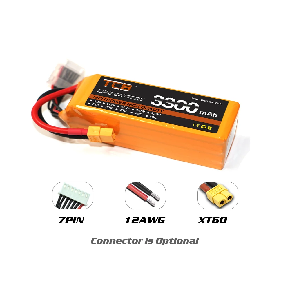 Nowy TCB 2S 3S 4S 6S 11.1V 14.8V 22.2V 1300 1500 1800 2200 3000 4200 5200 6000mAh 35C 60C XT60-T wtyczka akumulatory litowo-fosforowe RC