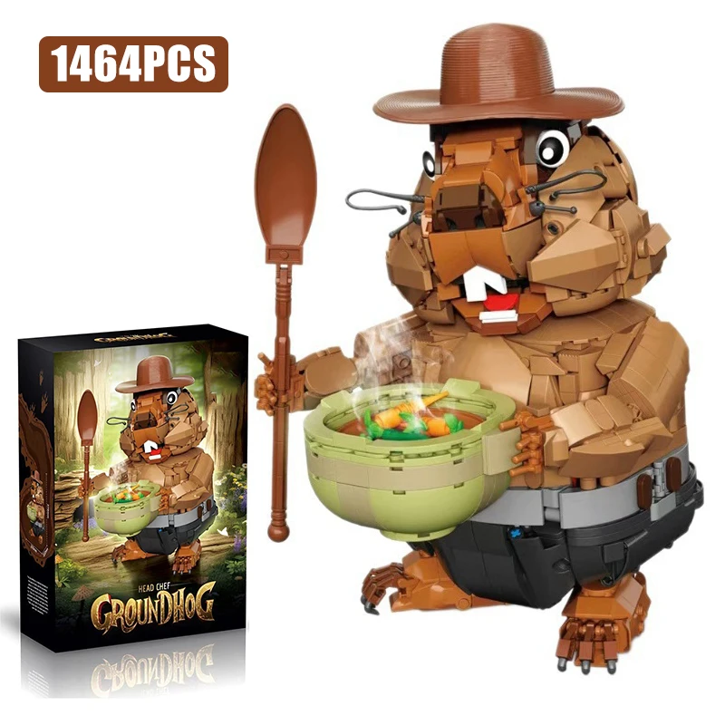 

Creative 1464Pcs Groundhog Cute Cartoon Animal Building Blocks MOC Marmot Bobac Figures Bricks Decoration Toys For Children Gift