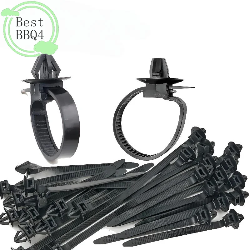 (BBQ4)10/20PCS Car Nylon Black Cable Ties Push Mount Wire Harness Fastener Cable Clamp Clips Ties Management Car Wire Organizers