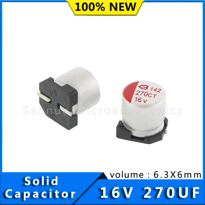 

10/Pcs SMD solid capacitors 270UF 16V 6.3X6mm SMD solid electrolytic capacitors 16V 270UF polymer solid capacitors