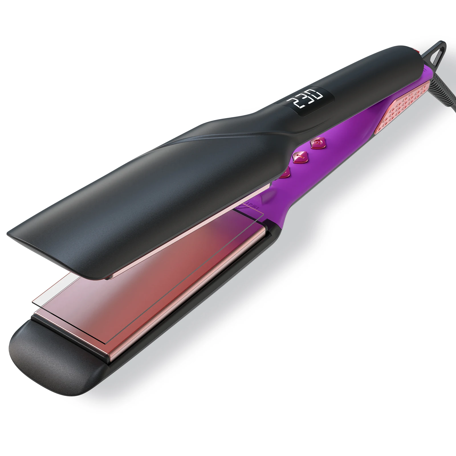 

Профессиональные широкие выпрямители для волос 45 мм для густых и вьющихся волос, с керамической и ионной технологией для блеска без пушистости, двойное нагревание