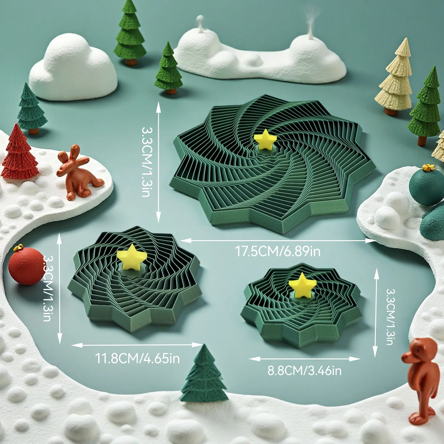 3D Printed Christmas Star Ornaments with Handle Fingertip Rotating Polygon Ornament for Home Office Decoration Christmas Gift