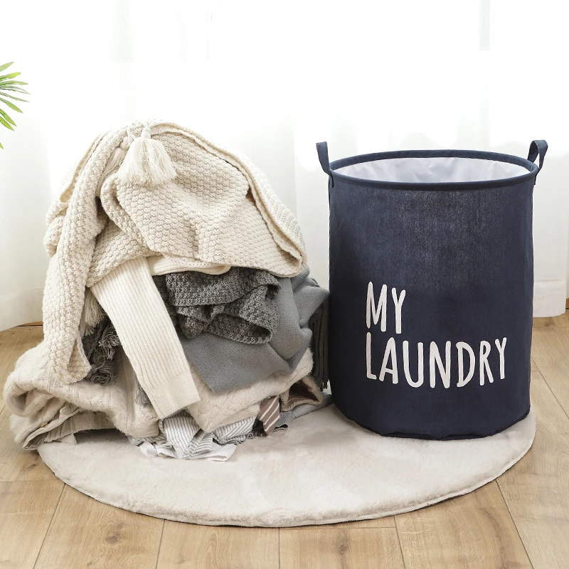 Home Laundry Basket Linen Cotton Foldable Laundry Hamper Waterproof Clothes Toys Organizer High Capacity Bathroom Storage Basket