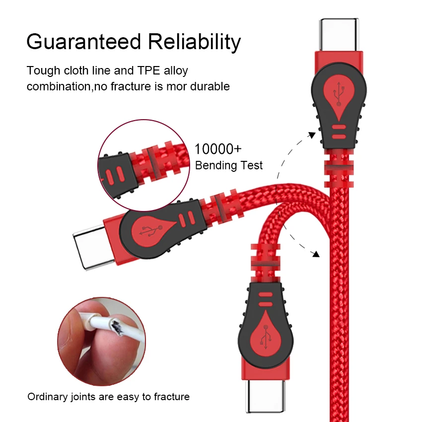 JianHan USB C Cable 3A Fast Charging Type C Cord Wire for iPhone 15 Samsung S22 S10 S9 S8 LG HTC Xiaomi Huawei USB C Data Cable