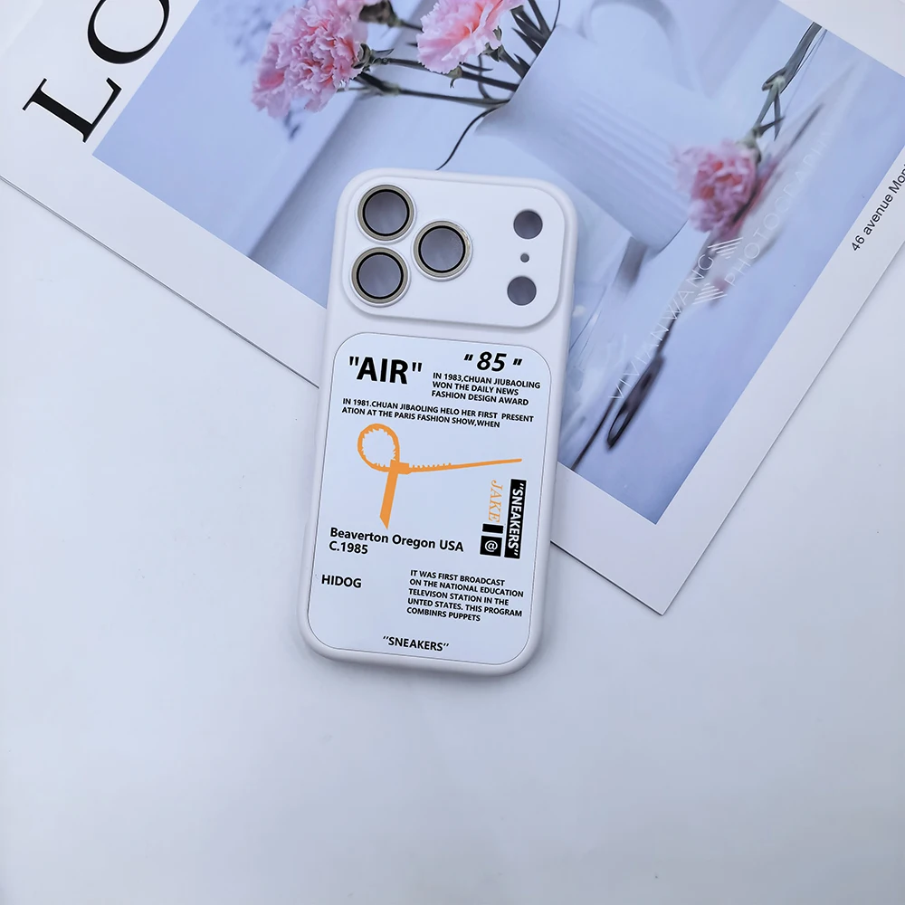 Ins Hot AIR Sports Shoes White Phone Case For iPhone14 Pro Max 15 16Plus 13 17Pro Sneakers Label Back Cover Funda Capa OffIns