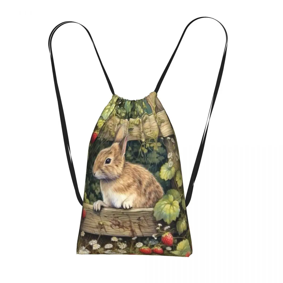 

Рюкзаки с изображением кролика в лесу в стиле аниме, портативные сумки на шнурке, спортивные сумки, сумки для книг для мужчин, женщин, студентов