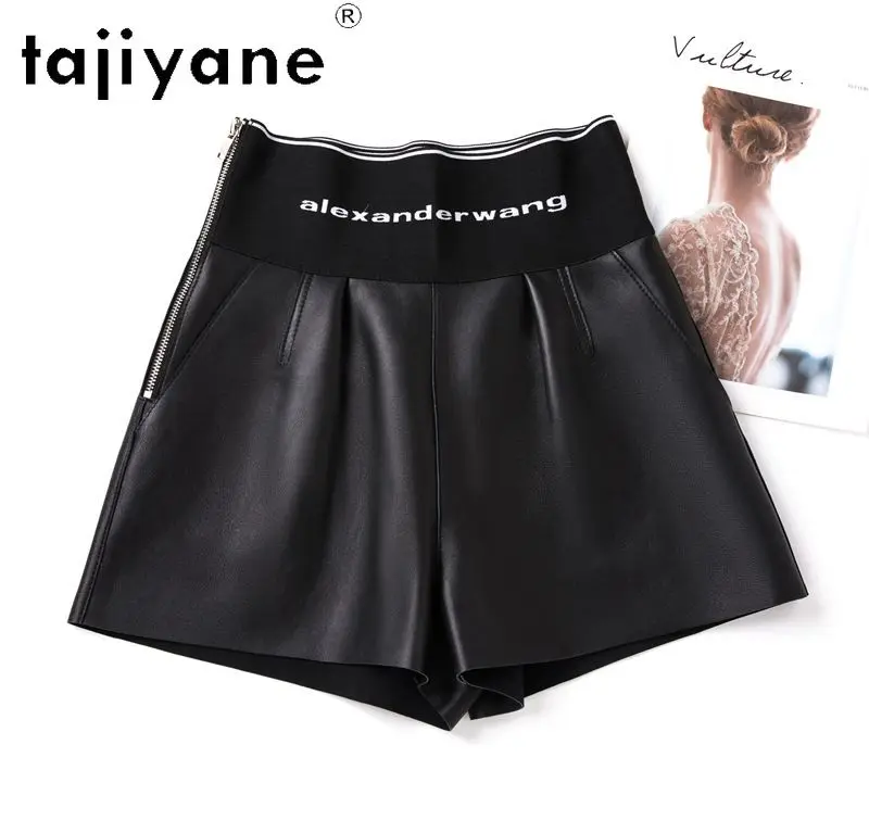 TAJIYANE Genuine Leather Shorts Woman High Waist Real Sheepskin A-line Short Pants Fashion Spring Women Clothing 2025 шорти