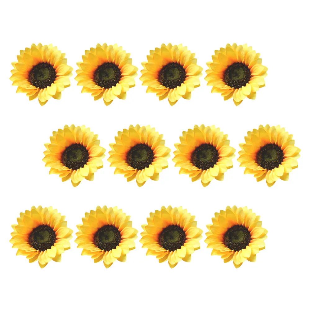 

12Pcs Artificial Sunflower Heads Premium Cloth Decorative Flower Props for Home Party DIY Supplies Artificial Sunflower Head