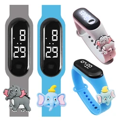 Waterproof Children Smart Watch Cartoon Elephant Kids LED Digital Electronics Watches for Kid Aged 2-15 Birthday Gift Bracelet