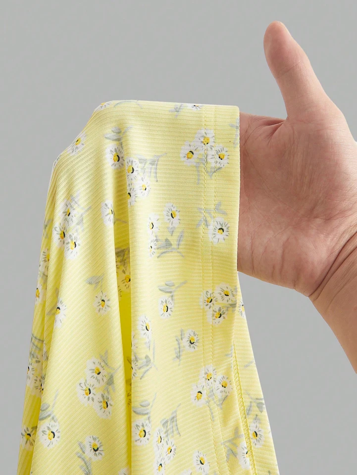 Vestido Camisero Elegante Sin Mangas con Tirantes Finos y Estampado Floral 6