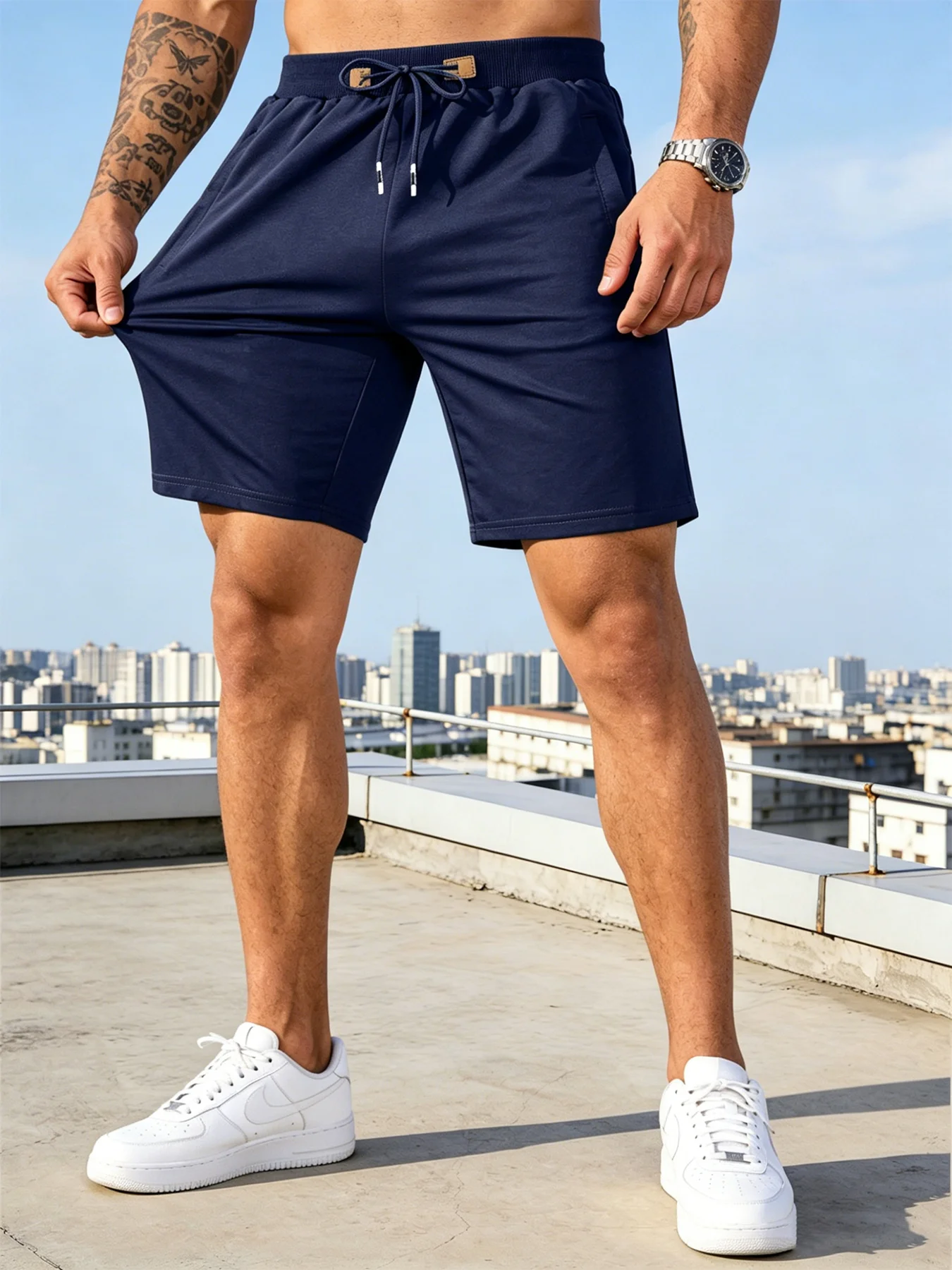 Männer Casual Shorts Neue Sommer Männlichen Mode Beiläufige Kurze männer Einfarbig Fitness Atmungsaktive Shorts Männer Kordelzug Shorts – Detail 8