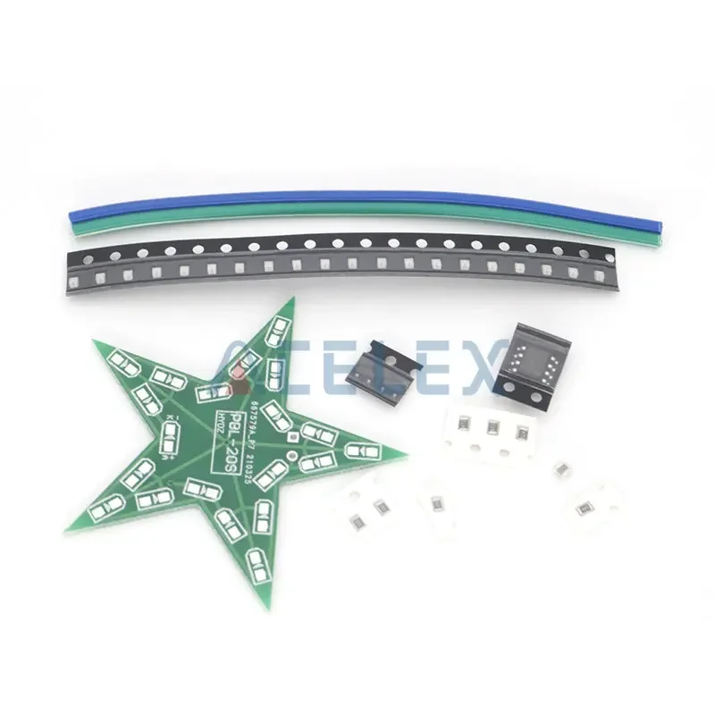 Students training DIY Kit Five-Pointed Star Breathing Light Gradient LED Light for Christmas Soldering Training Red Green Blue