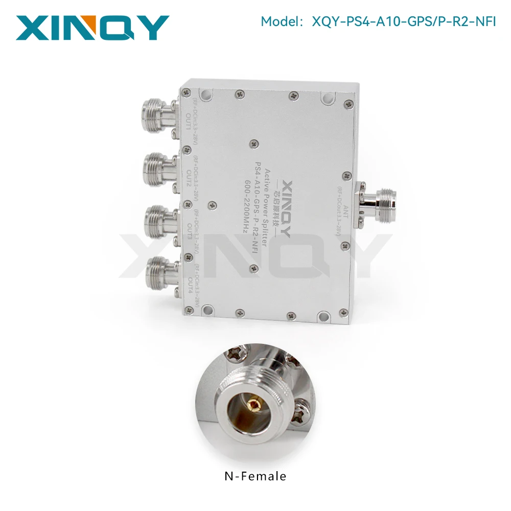 XINQY 1-to-4 GPS Power Splitter, L-Band 600-2200MHz Antenna Signal Amplifier & Distributor, Precision High-Frequency Splitter