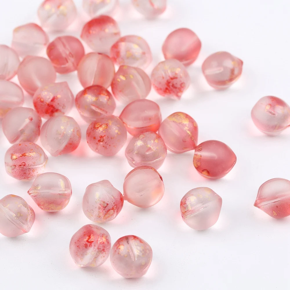 10pcs Fruit Peach Shape Lampwork Beads Single Hole Glass Beads For Jewelry Making Hairpin Handmade DIY Accessories