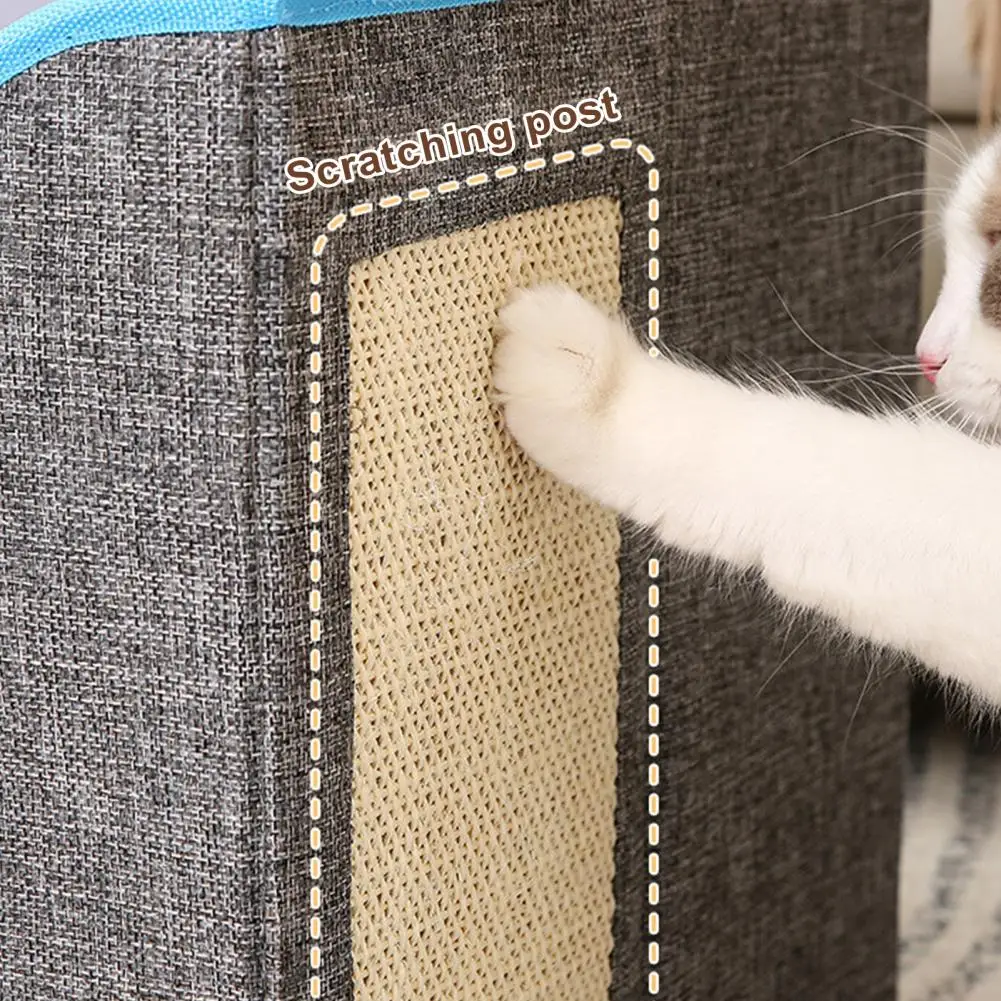 

Stable Scratch-resistant Cat Cave Cozy Cat Condos Foldable Double Layer Nest Bed Pet House with Scratch Pad for Indoor