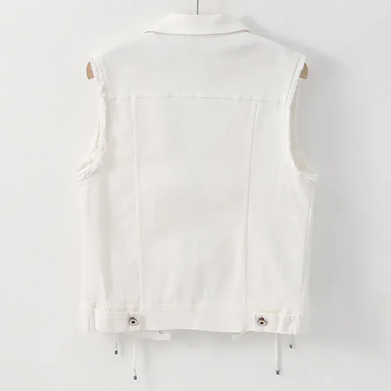 

2025 New Spring Autumn Women Denim Vest Jacket Waistcoat White Black Vest Female Short Sleeveless Jacket Women Coat Tops S-5XL