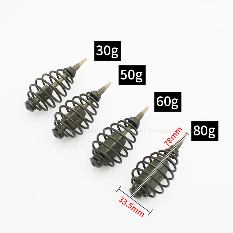 1 Stück Karpfenangelzubehör Spiral-Feeder 30g/50g/60g/80g Passend für QC-Wirbel Größe 8 für Method Feeder Angelausrüstung – Detail 2
