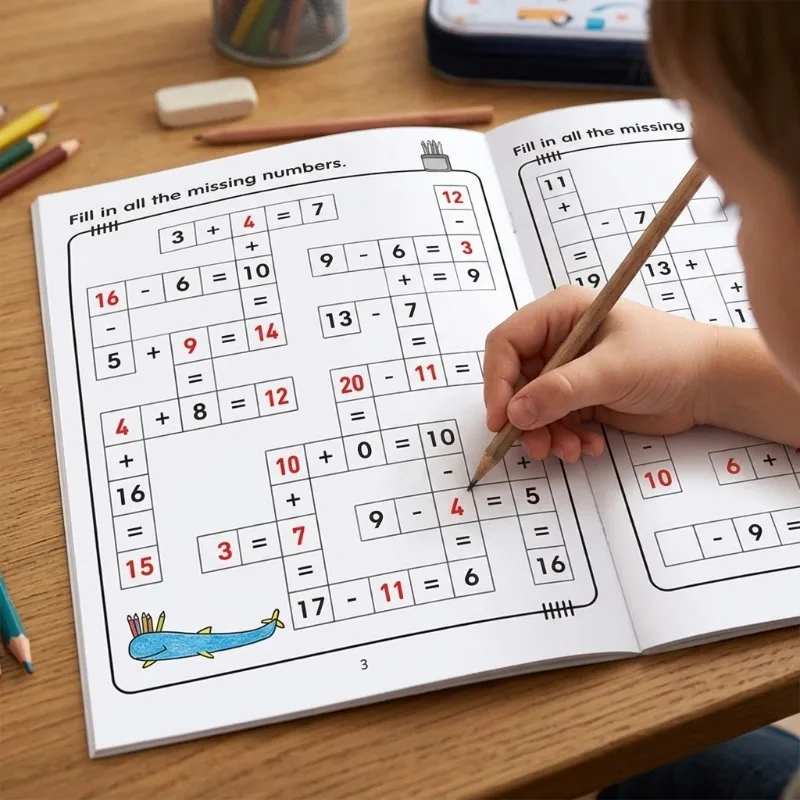 Number Crossword Practice Book Addition Subtraction Within 20 Oral Arithmetic Math Calculation Arithmetic Exercise Worksheets