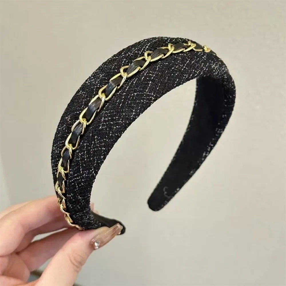Fashion Non Slip Headbands for Women Wide-Brimmed Versatile Chain Hairbands Comfortable Retro Hair Band Hair Accessories