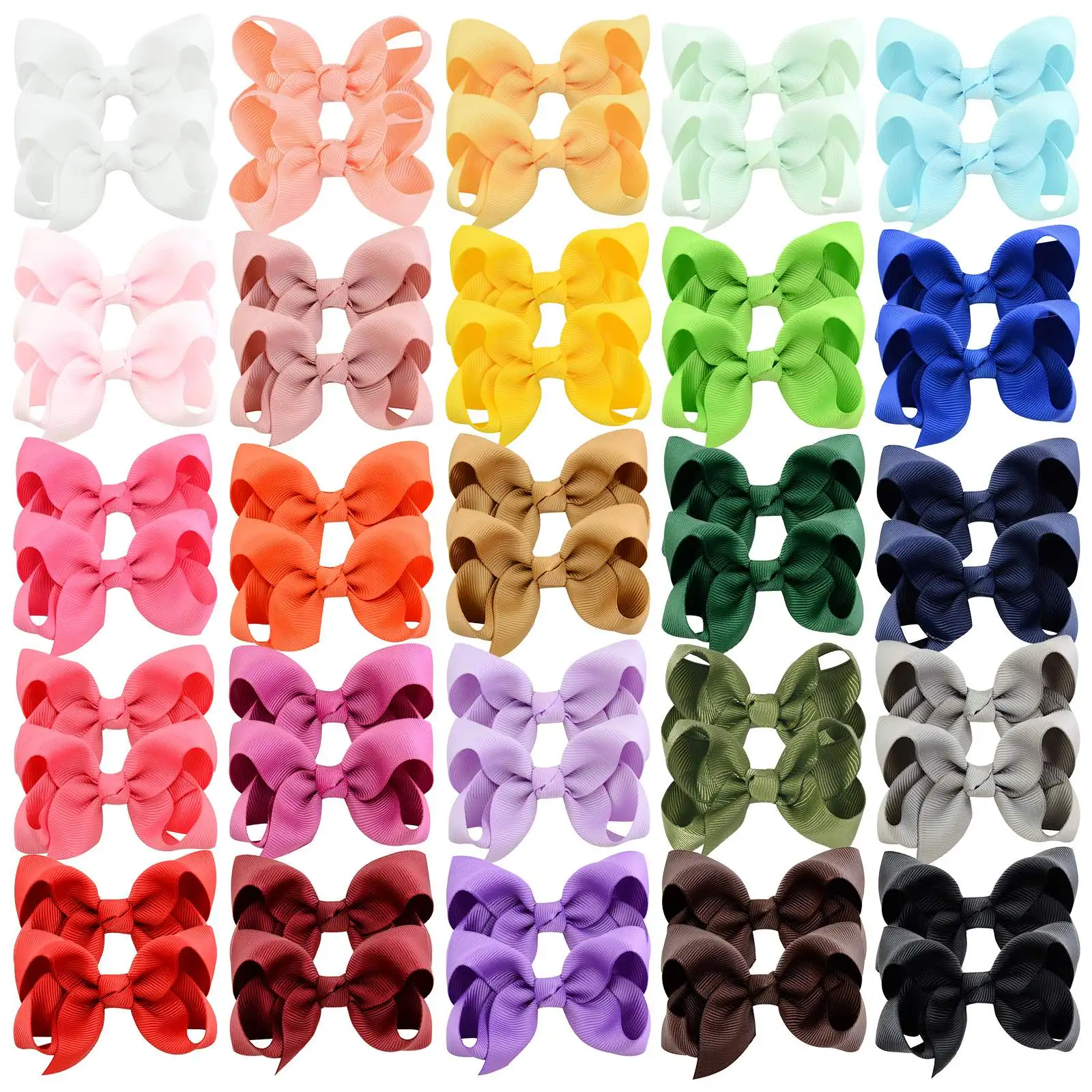 20/30Pcs Solid Ribbon Hair Bows Clips Gift Set for Baby GirlsToddler Hair Bowknot Hairpin Wholesales Toddler Hair Accessories