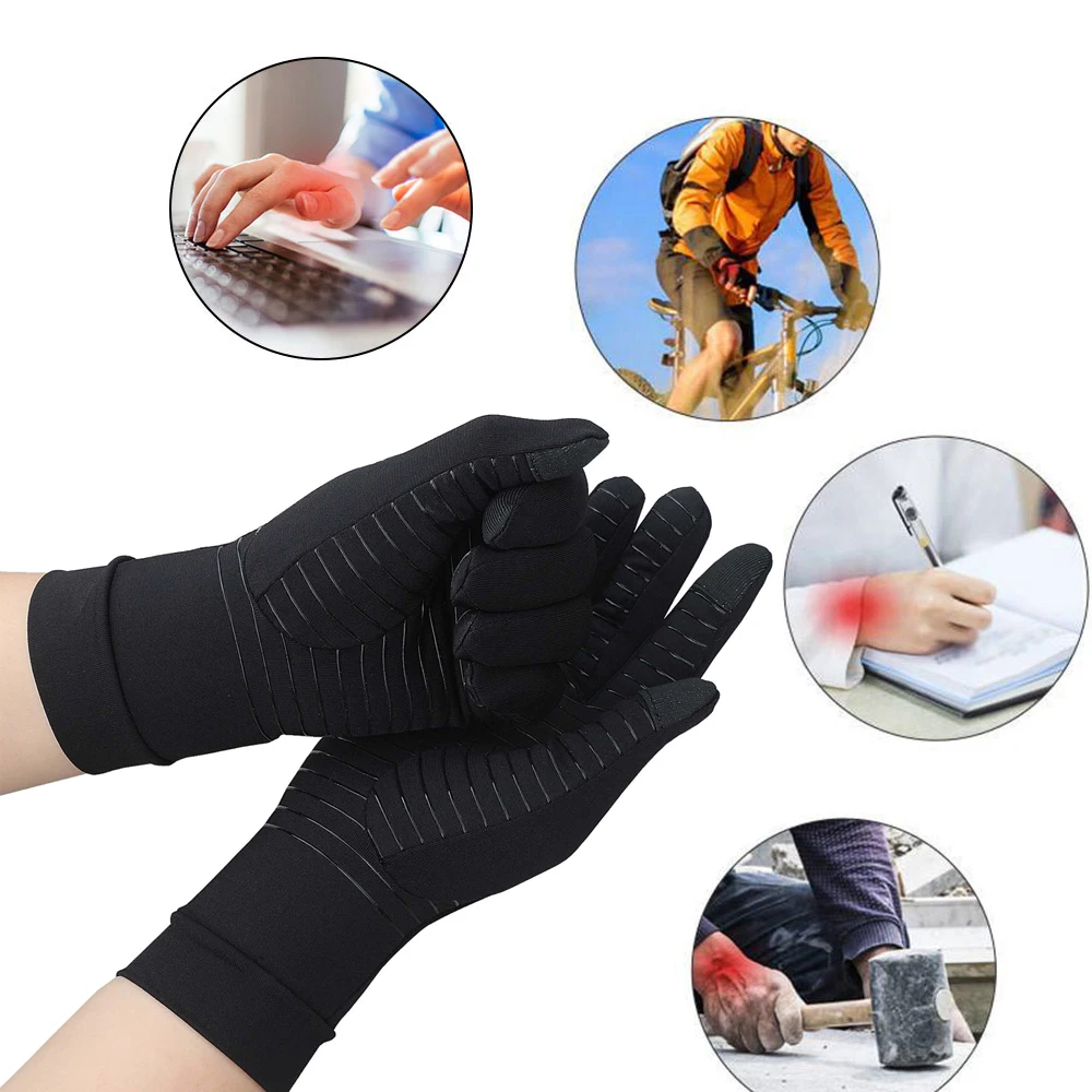 1 Pair Copper Compression Arthritis Gloves - Touchscreen Tips - Relief for Hand Pain,Rheumatoid,Inflammation,Tendonitis