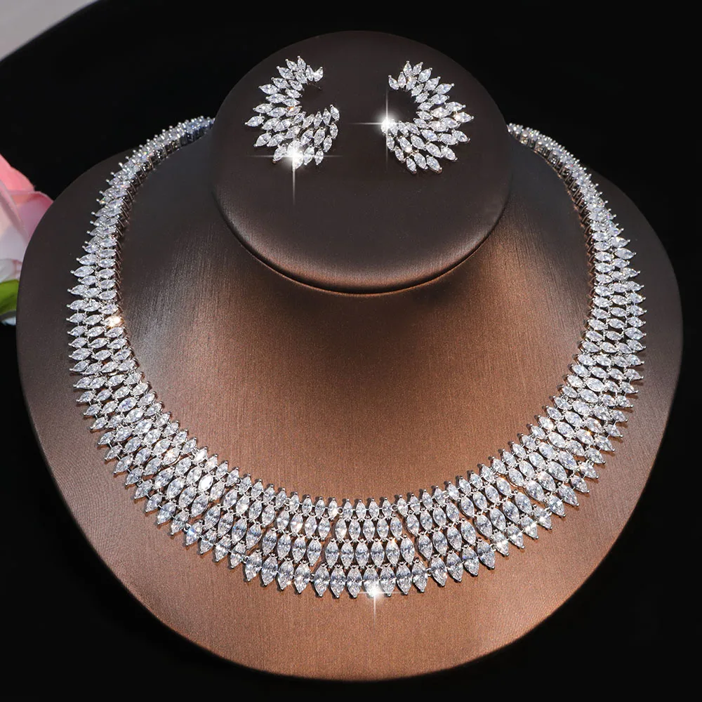 

GUIMAN Elegant Cubic Zirconia Bridal Jewelry Set 2Pcs Women Wedding Engagement Fashion Accessories