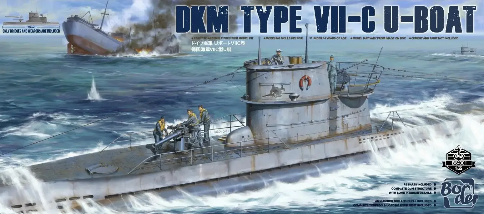 Border BS001 1/35 DKM Type VII-C U-Boat Plastic Model Kit