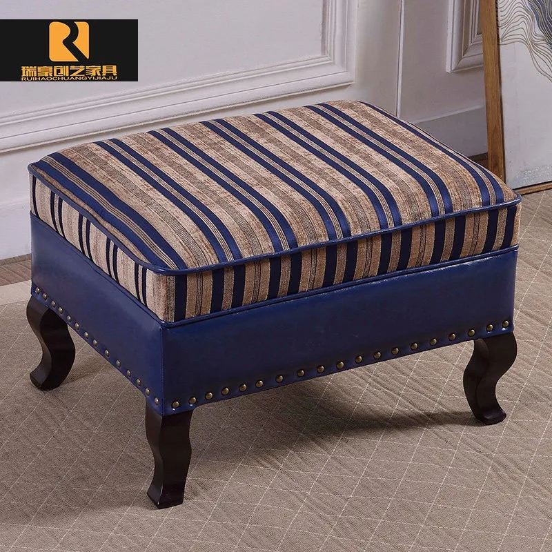 European sofa stool, living room solid wood footstool, footstool, ottoman, bedside stool, foyer, try changing shoes stool, house