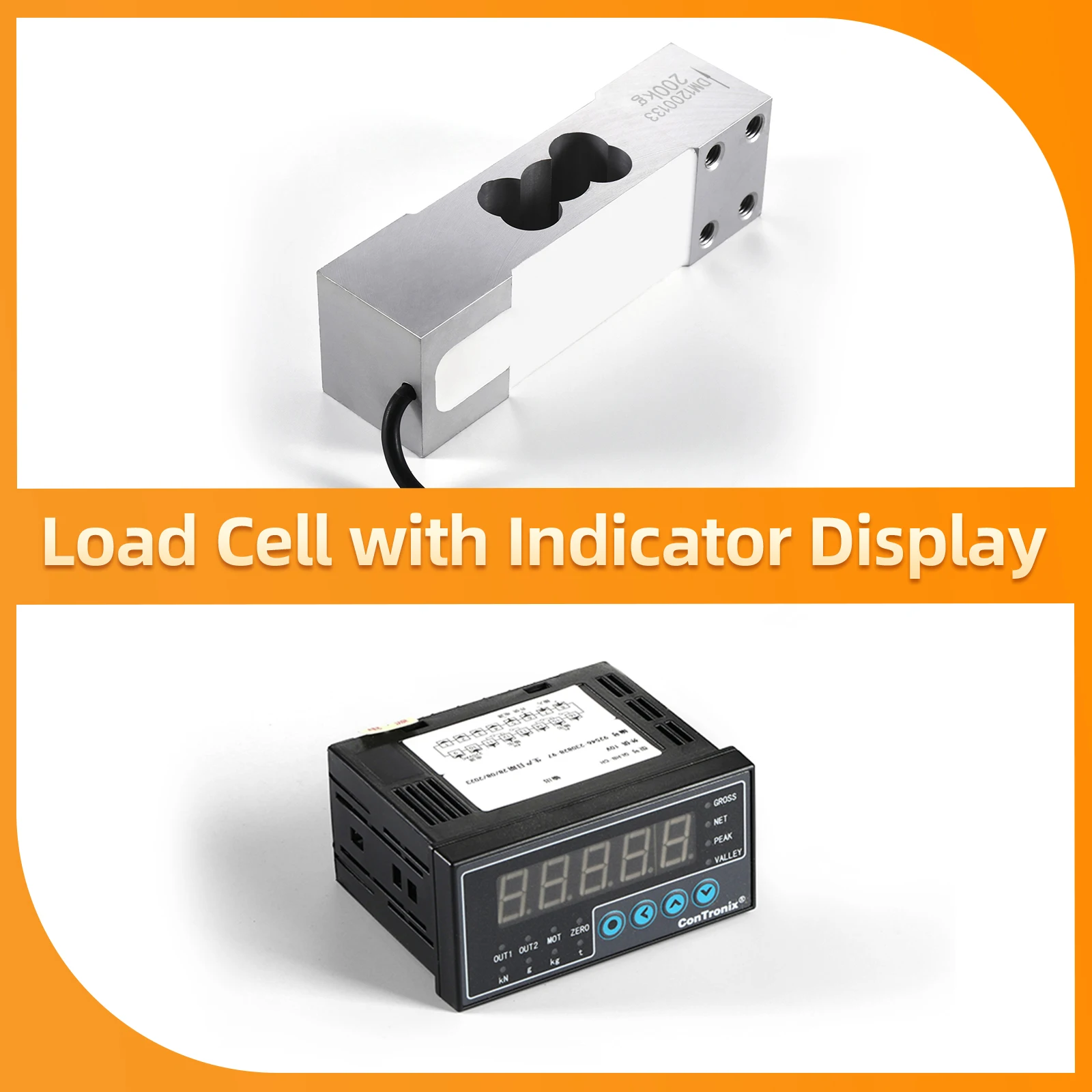 Sensor de celda de carga con pantalla indicadora 200 KG, sensor de pesaje de alta precisión Sensor de compresión y tensión