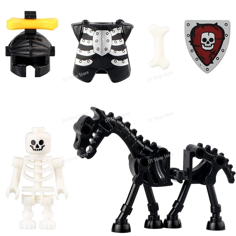 AX9815 AX9816 Medieval Knight Skeleton Knight Soldier Shield Spear Enlighten bricks Weapons Accessories Puzzle Kids for Toys