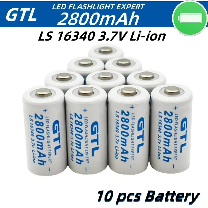 

NEW CR123A RCR 123 ICR 16340 Battery 2800mAh 3.7V Safety Camera Rechargeable Battery Lithium Ion L70 Plus