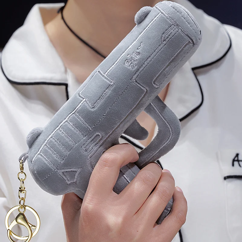 Funny Handgun Plush Toy Cotton Stuffed Mini Gun Soft Hanging Keychain Game Prop Kawaii Decor for Children