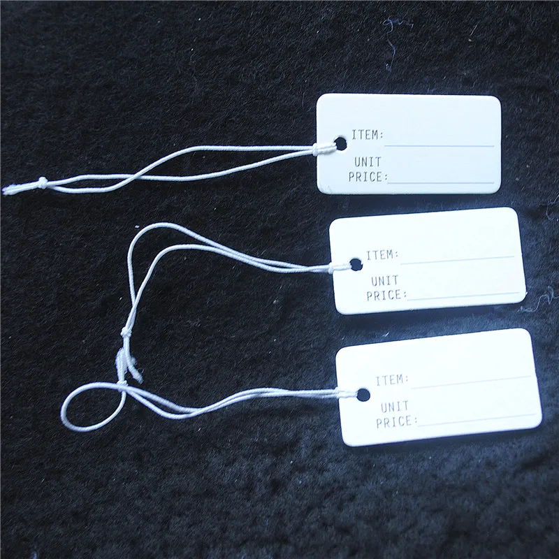 1000PCS Paper Tags Price Marked Rectangle Shape With Elastic Wire 35X18MM For Items Selling Hanging Good For Your