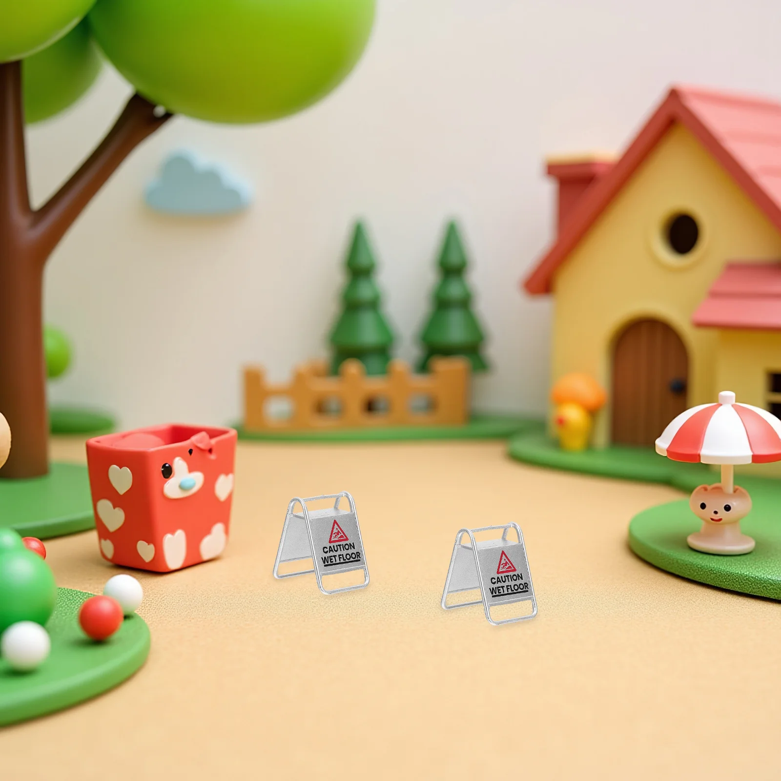 10 قطعة علامة أرضية مبللة واقعية من البلاستيك المتين علامات تحذير صغيرة لبيت الدمى حديقة الجنية ديوراما Playset ديكور