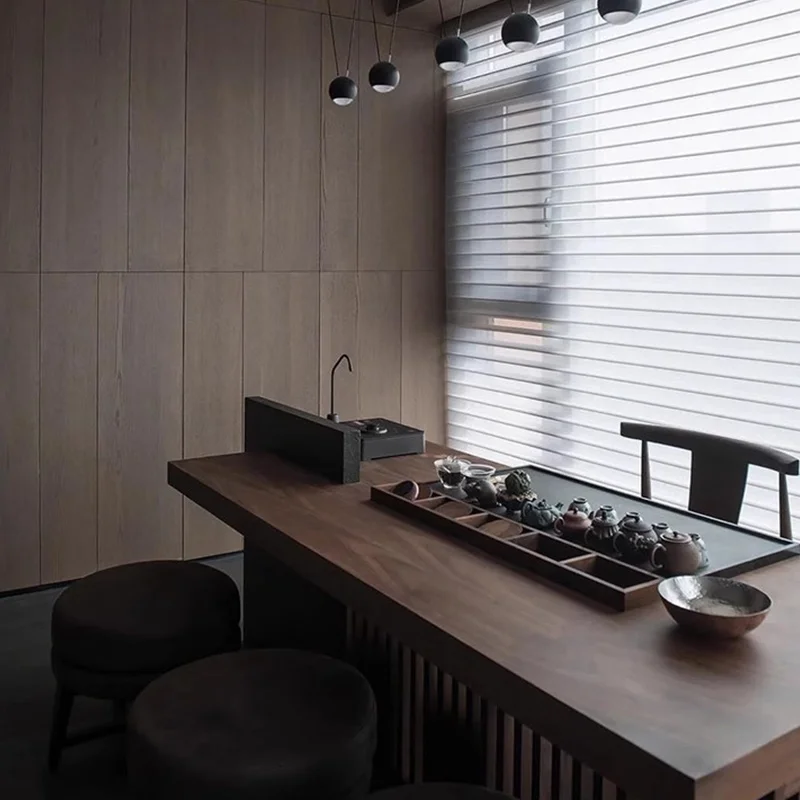 New Chinese solid wood tea table, high-end black walnut tea table office living room home tea table