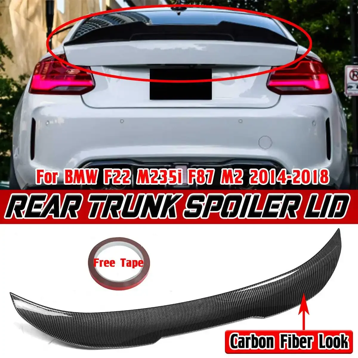 

ABS F87 Car Rear Trunk Boot Lip Spoiler Wing Lip Rear Wing Spoiler For BMW F22 M235i F87 M2 2014-2018 Rear Trunk Spoiler Lid