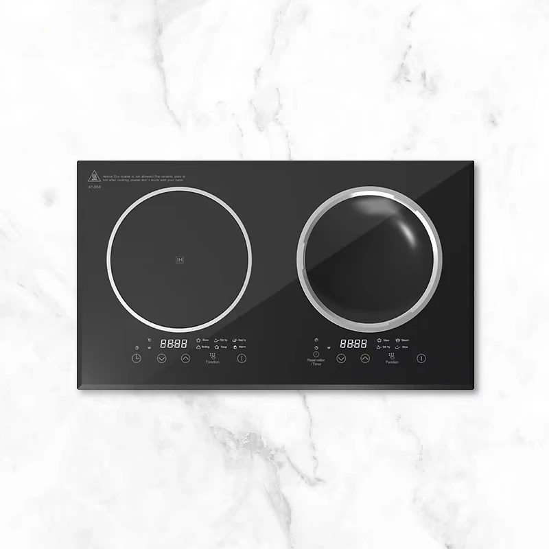 Kitchen Appliance 3500W 2 Burners Electric Hot Plate Stove with One Flat and One Concave Surface